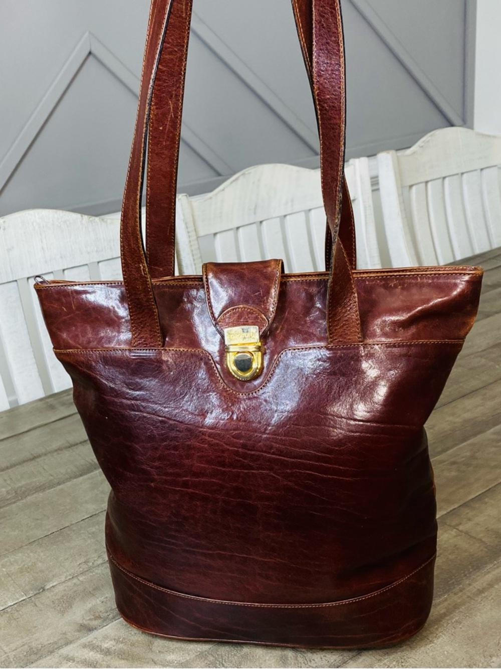Vintage Oroton Sydney Genuine Leather Tote Bag – Oxblood Burgundy Cowhide